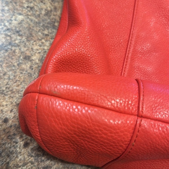 Coach Isabelle Pebbled Leather Hobo Crossbody Tote Purse Burnt Orange Red - Picture 12 of 15